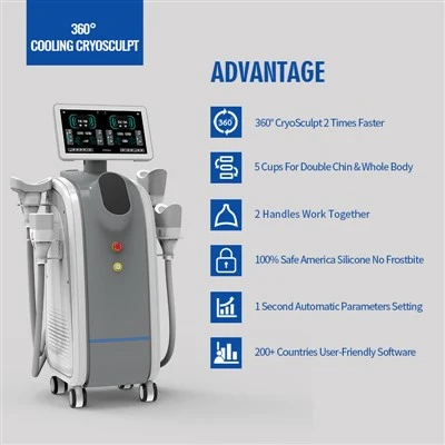 Magni tal-Ffriżar tax-Xaħam tal-Cryolipolysis Vertikali 5 Mankijiet Qawwija tal-Ħxuna tal-Korp